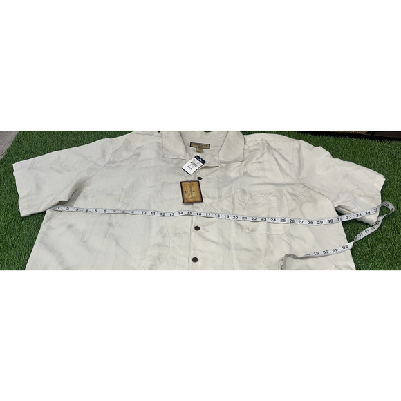 Caribbean Joe Shirt Hawaiian Shirt Leaf Design Button Down 3XLT NEW - Picture 7 of 8